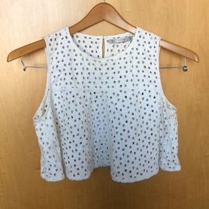 60s vibe white eyelet crop top